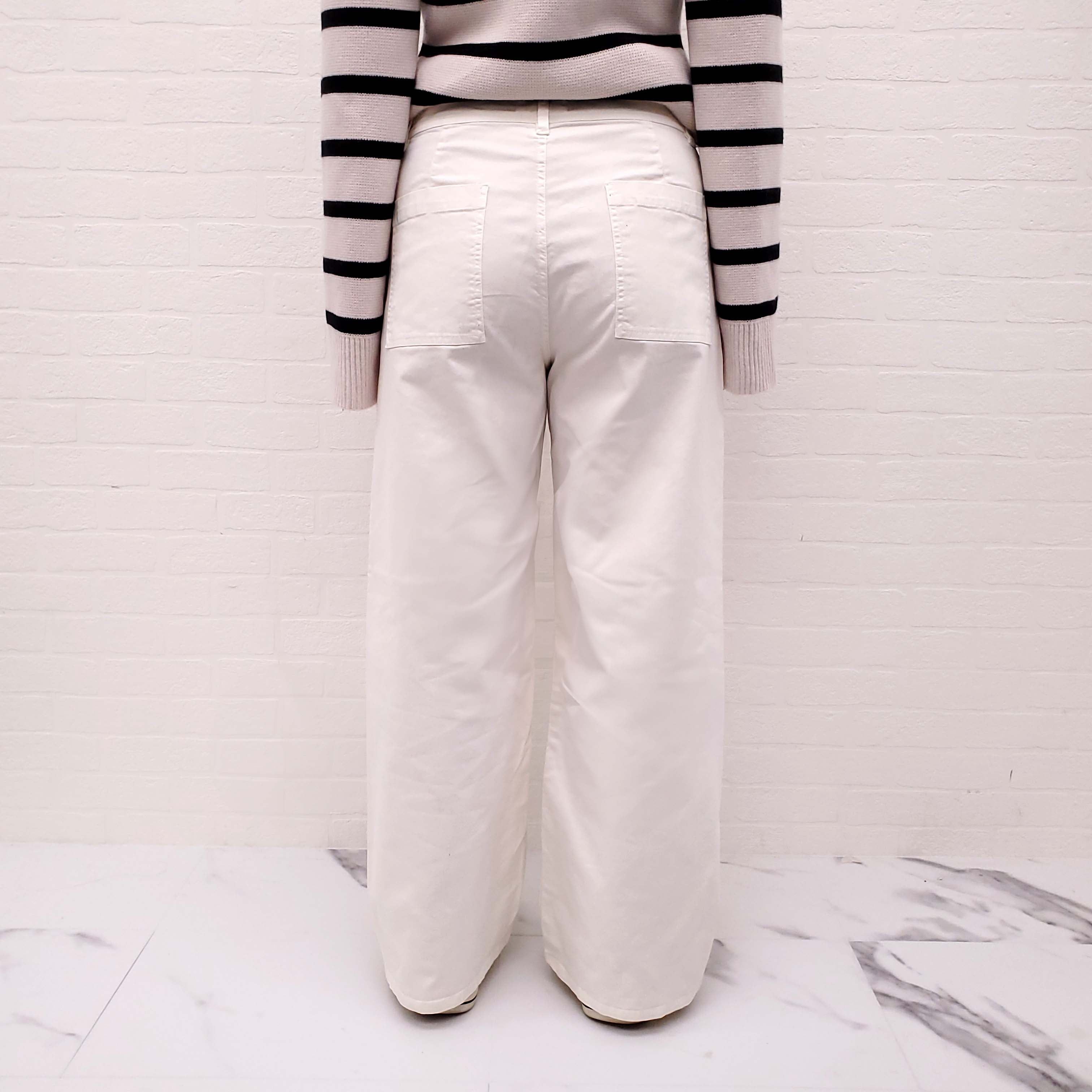 NILI LOTAN CREAM WIDE LEG TROUSERS - SIZE 10