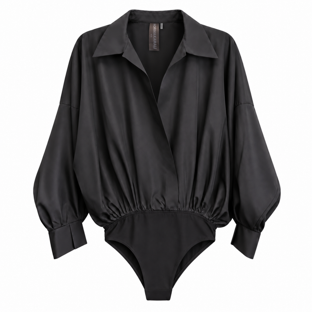 NORMA KAMALI SUPER OVERSIZED BOYFRIEND SHIRT BODYSUIT - SIZE M