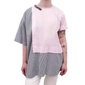 Nº21 TWO-TONED STRIPED BLOUSE WITH CRYSTAL NECKLINE DETAIL - SIZE 46