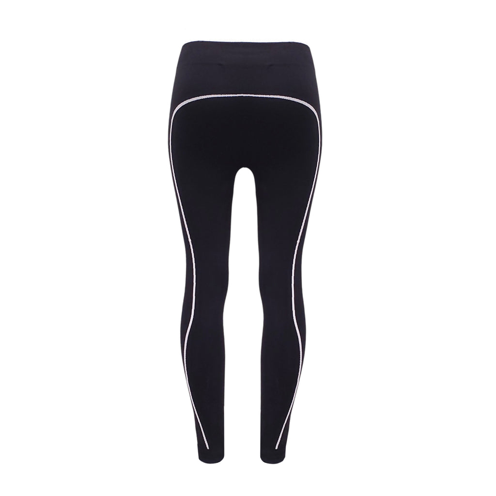 OFF-WHITE BLACK LOGO LEGGINGS WITH WHITE STRIPE DETAIL - SIZE S