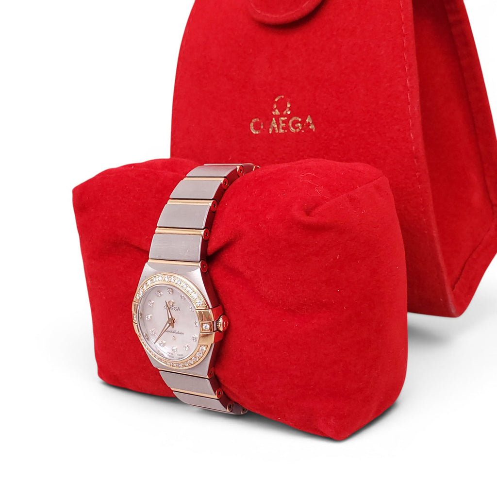 OMEGA 25MM CONSTELLATION 18K GOLD DIAMOND AND MOTHER OF PEARL WATCH