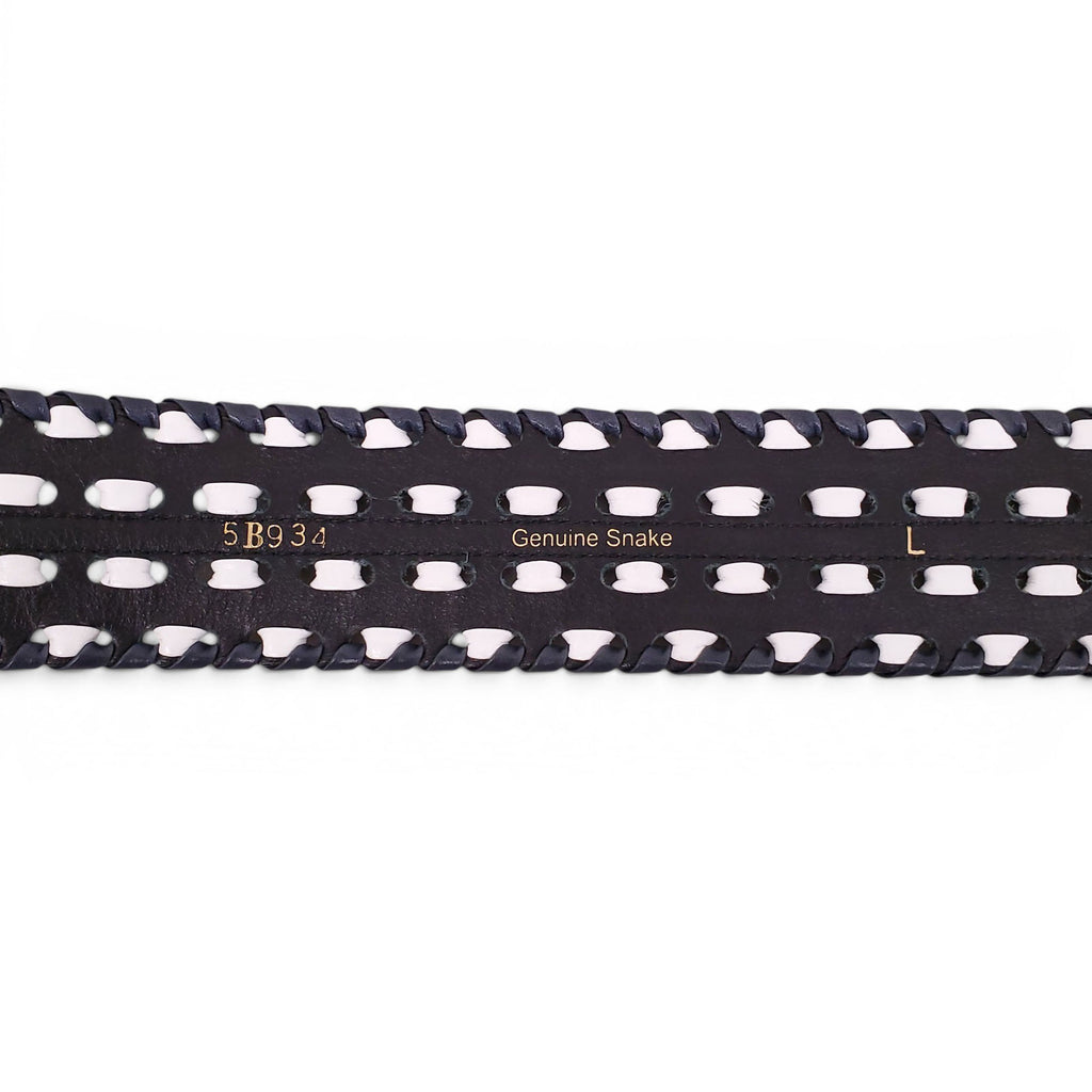 OSCAR DE LA RENTA BLACK AND WHITE WAIST BELT WITH SNAKESKIN DETAIL - SIZE L