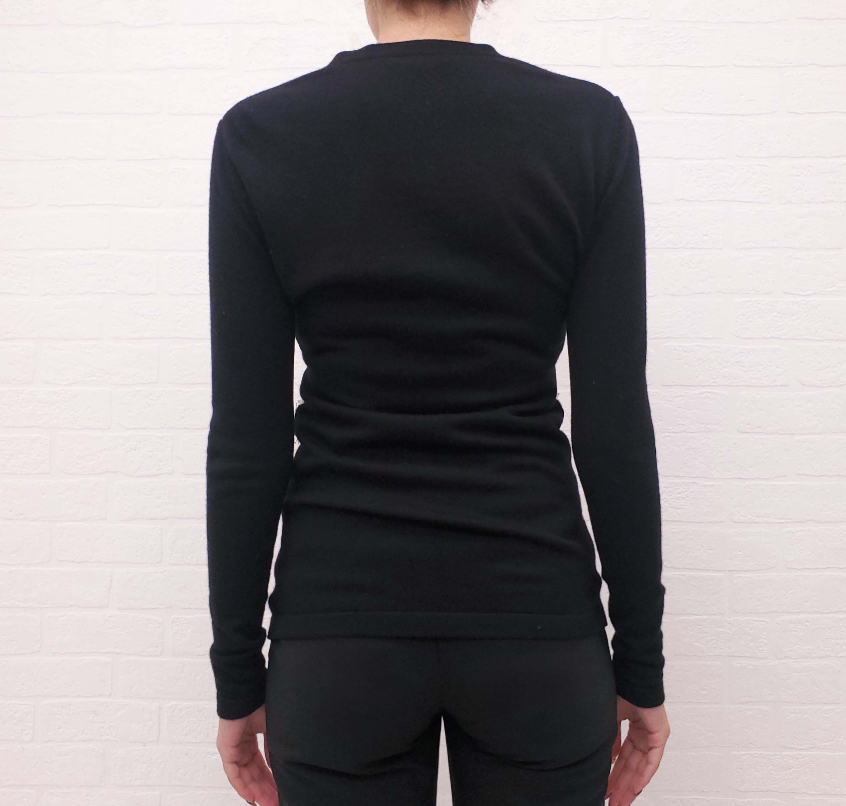 OSCAR DE LA RENTA BLACK CARDIGAN WITH CREAM EYELET DETAIL - SIZE S