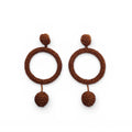 OSCAR DE LA RENTA BRONZE BEADED HOOP DROP EARRINGS