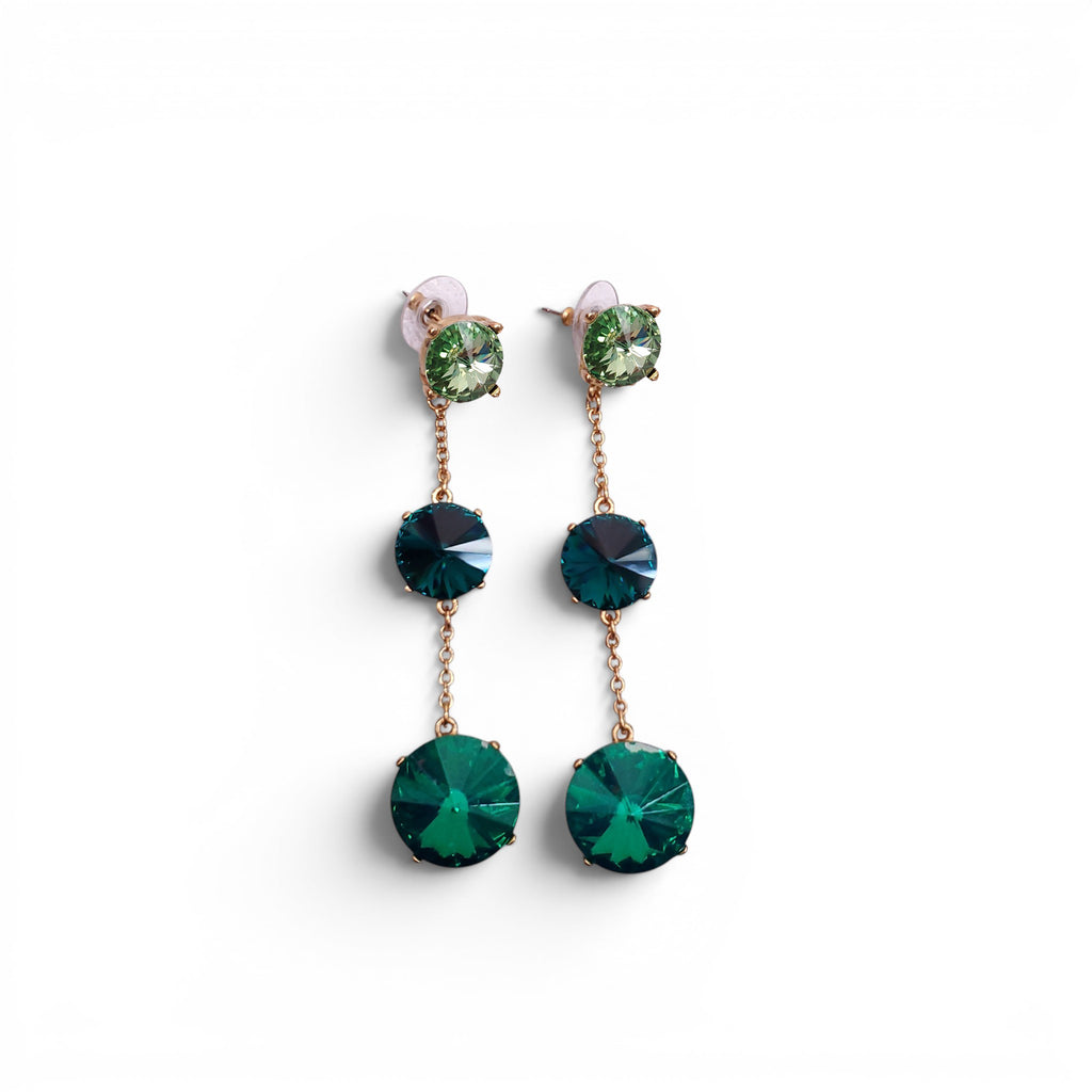OSCAR DE LA RENTA GREEN AND GOLD DROP EARRINGS