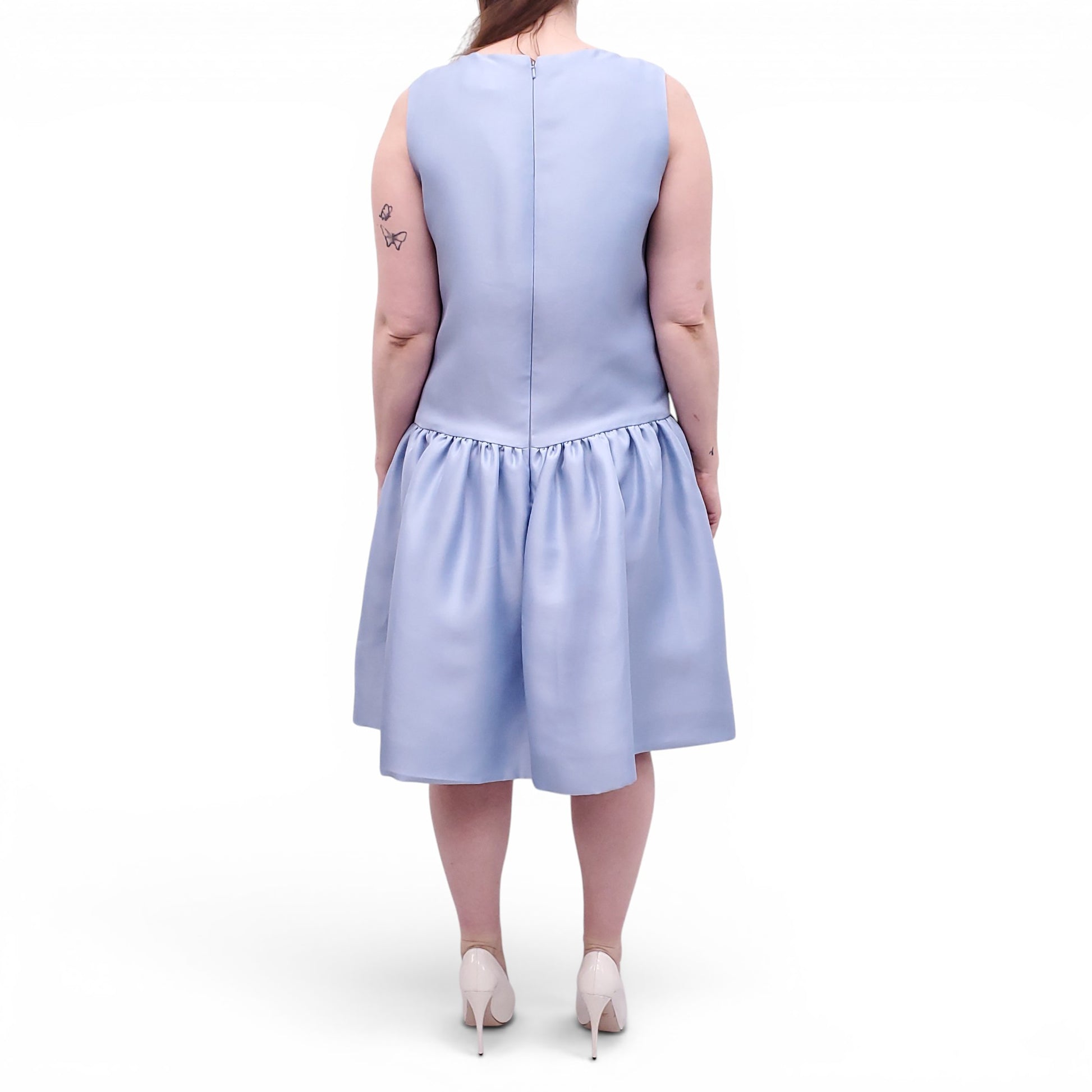 OSCAR DE LA RENTA LIGHT BLUE GATHERED DUCHESS SILK-SATIN GATHERED DROP Rewind Couture OSCAR DE LA RENTA LIGHT BLUE GATHERED DUCHESS SILK-SATIN GATHERED DROP Rewind Couture