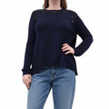 OSCAR DE LA RENTA NAVY SWEATER WITH BLACK BEADING - SIZE M