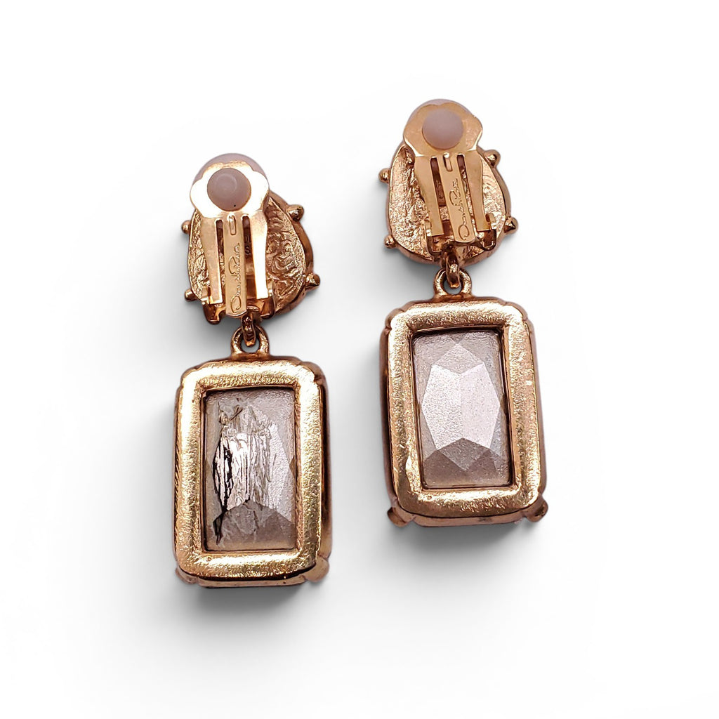 OSCAR DE LA RENTA PEARL AND RUBY DROP EARRINGS