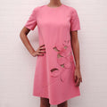 OSCAR DE LA RENTA PINK LASER CUT FLORAL DRESS - SIZE 6