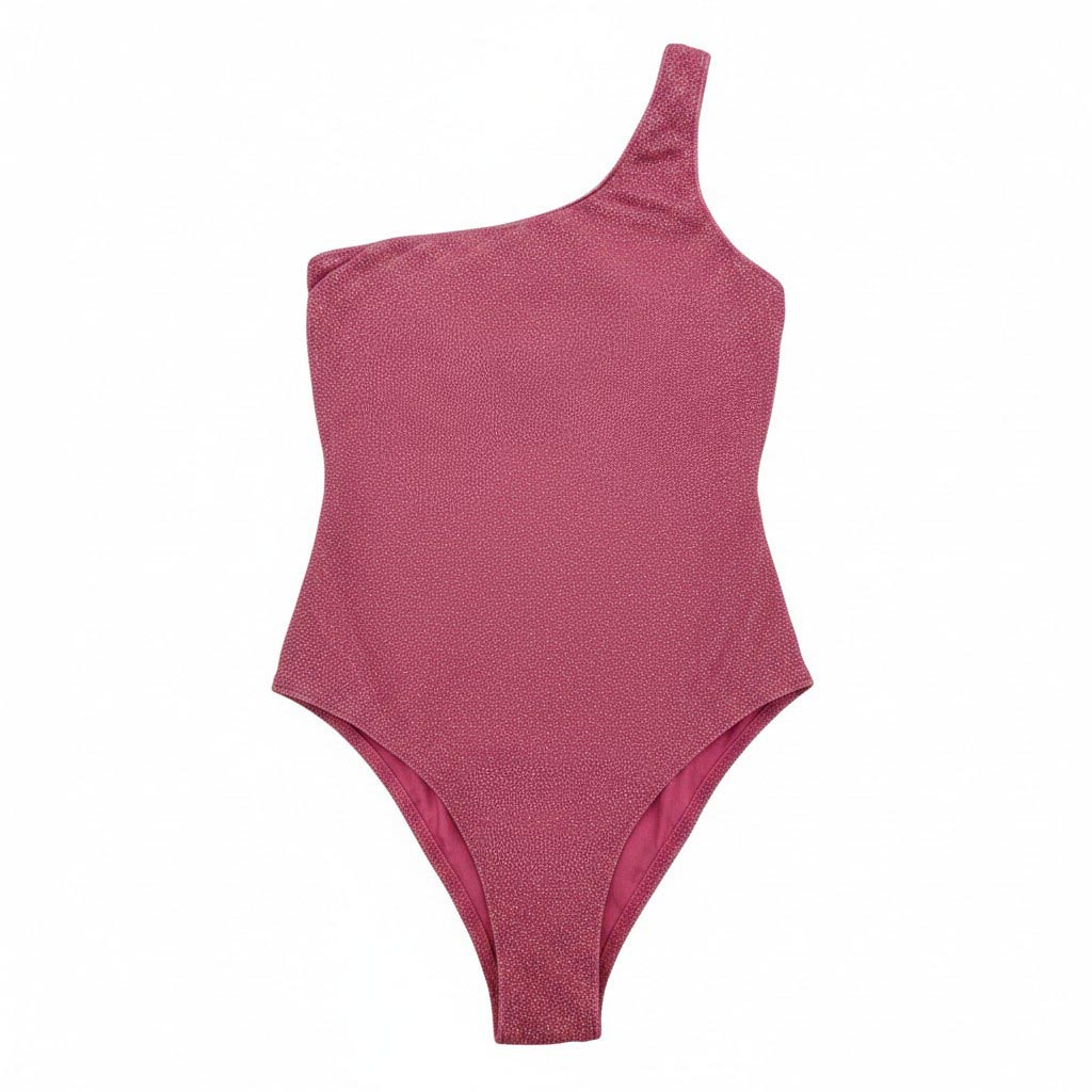 OSÉREE METALLIC PINK ONE SHOULDER ONE PIECE SWIMSUIT - SIZE O/S