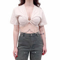 PACO RABANNE CREAM BEADED FRINGE TOP - SIZE 38