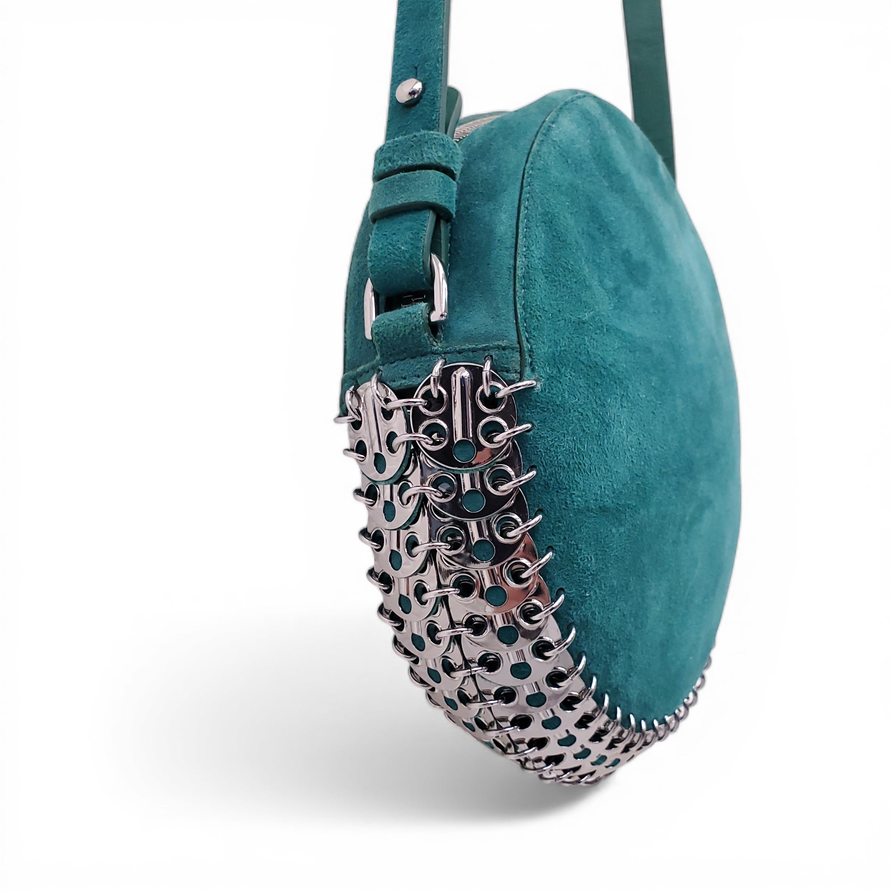 PACO RABANNE GREEN SUEDE CROSSBODY BAG