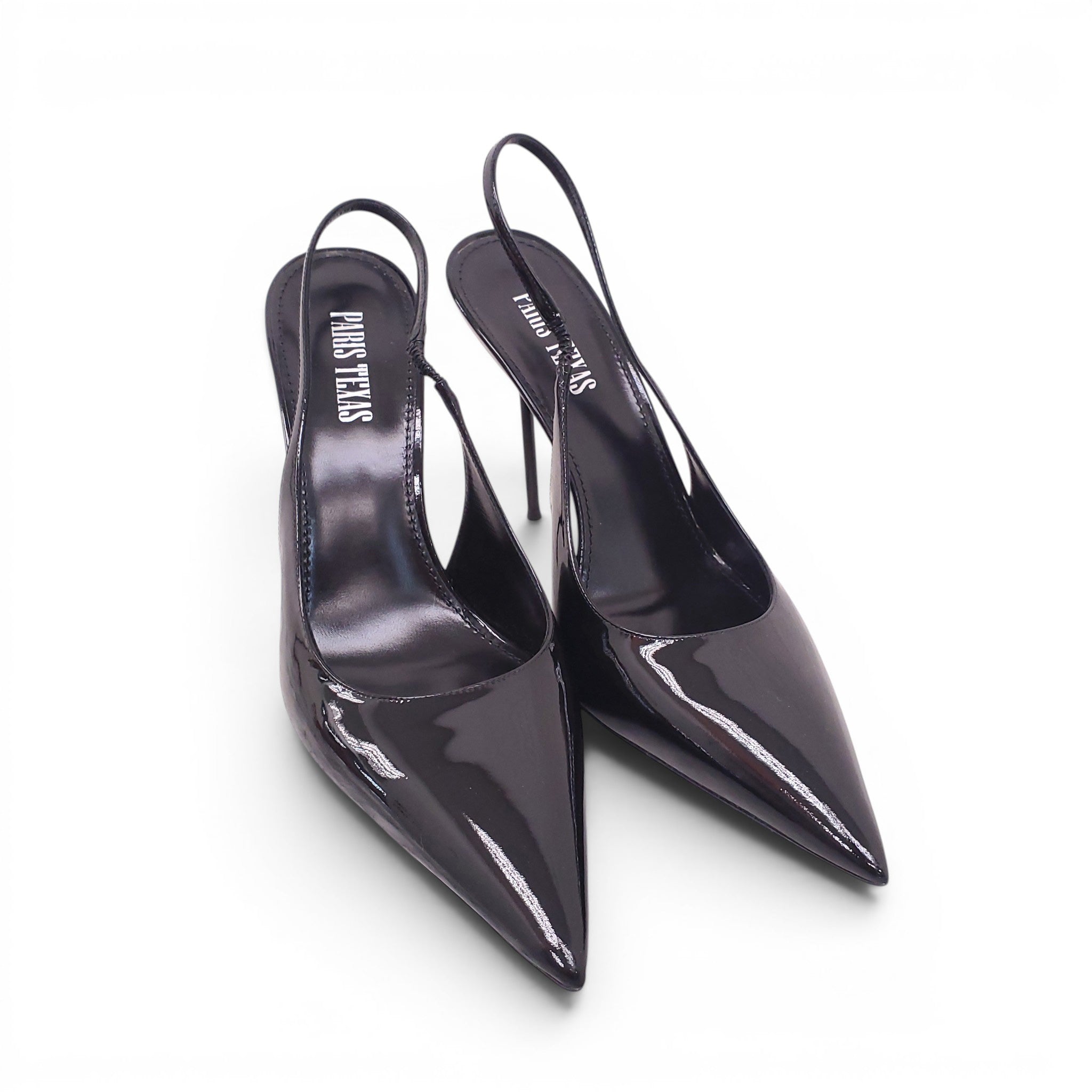 PARIS TEXAS BLACK PATENT SLINGBACK HEELS - SIZE 39.5