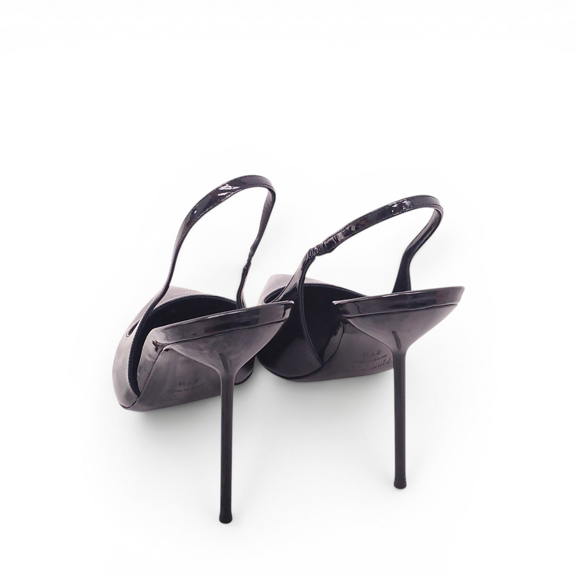 PARIS TEXAS BLACK PATENT SLINGBACK HEELS - SIZE 39.5