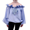 PATOU OVERSIZED BLUE COTTON BUBBLE BLOUSE - SIZE 36