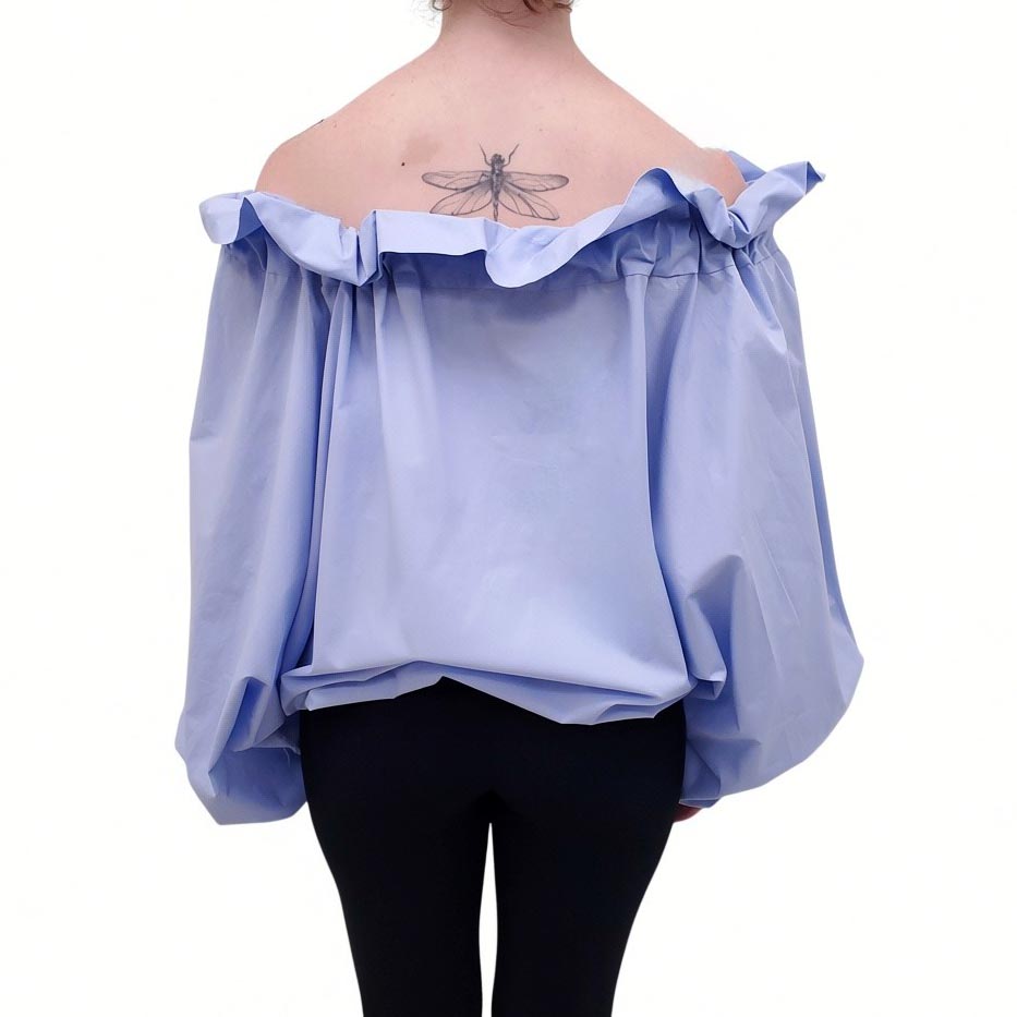 PATOU OVERSIZED BLUE COTTON BUBBLE BLOUSE - SIZE 36