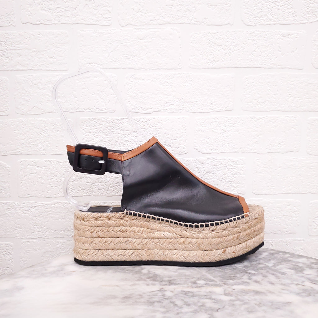 PIERRE HARDY BLACK LEATHER PLATFORM ESPADRILLES - SIZE 39