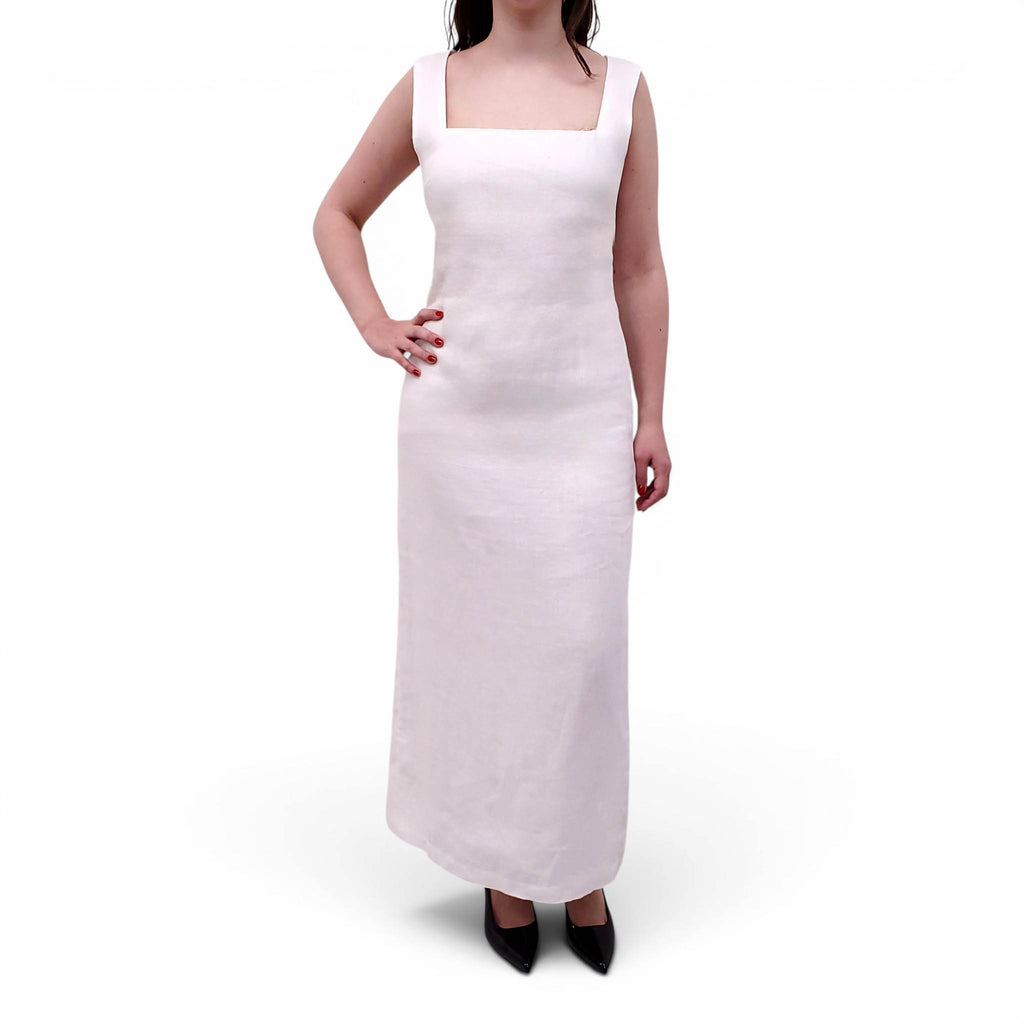 POSSE WHITE LINEN DRESS - SIZE L