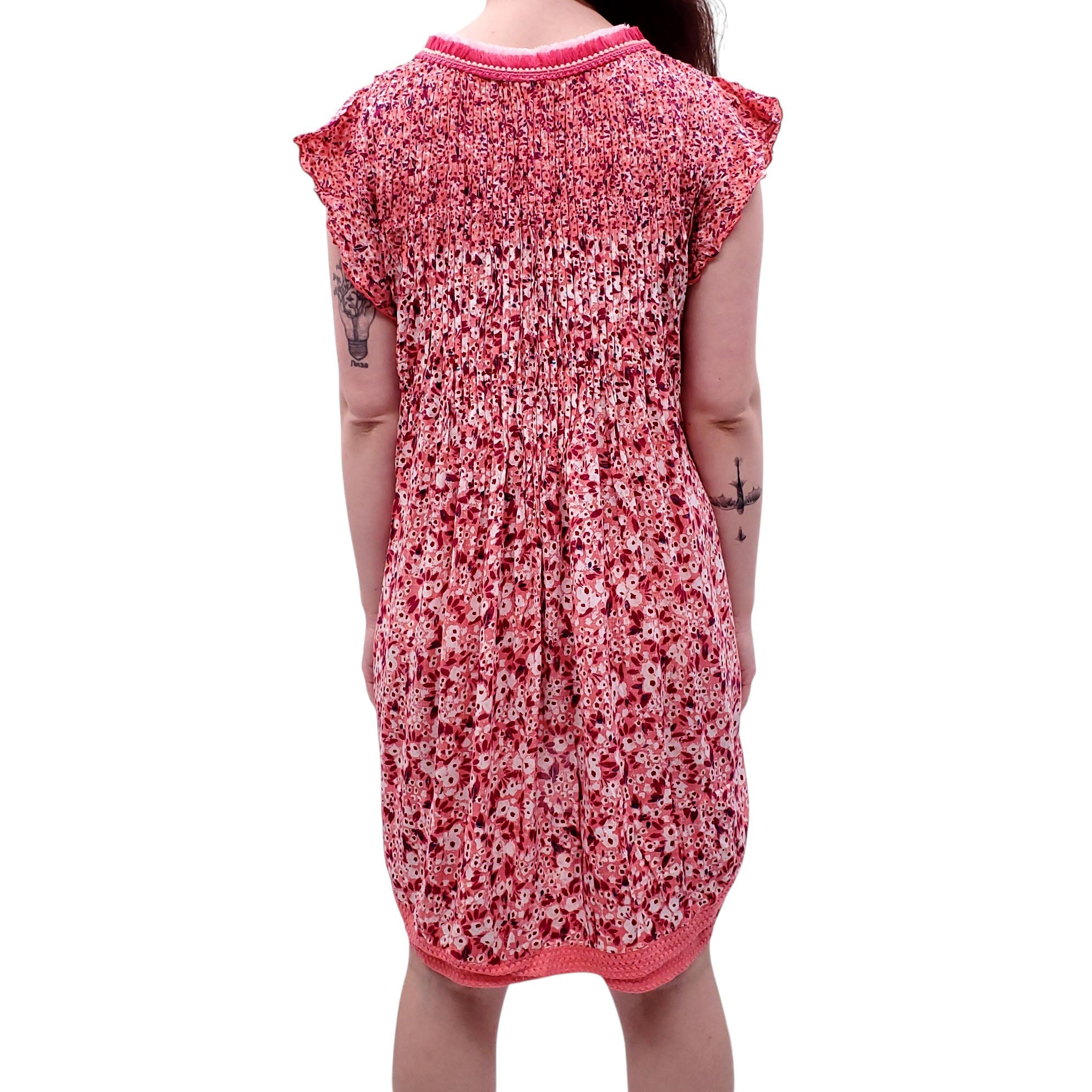 POUPETTE ST. BARTH PINK DRESS WITH KNIT DETAILS - SIZE L