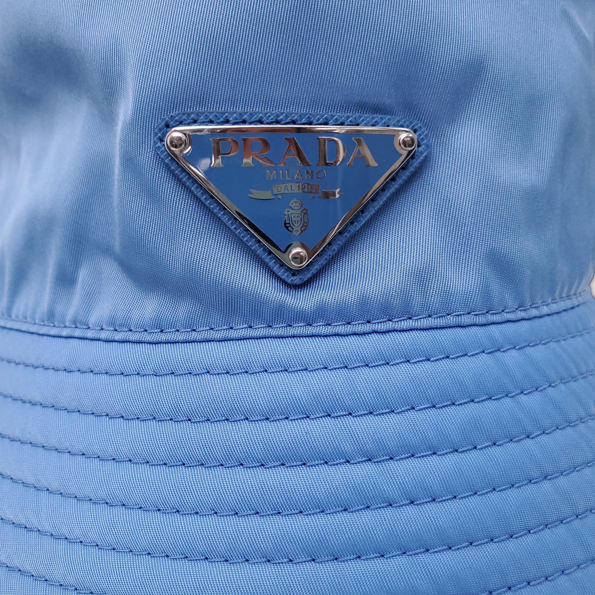 PRADA BABY BLUE RE-EDITION NYLON BUCKET HAT- SIZE M – Rewind Couture