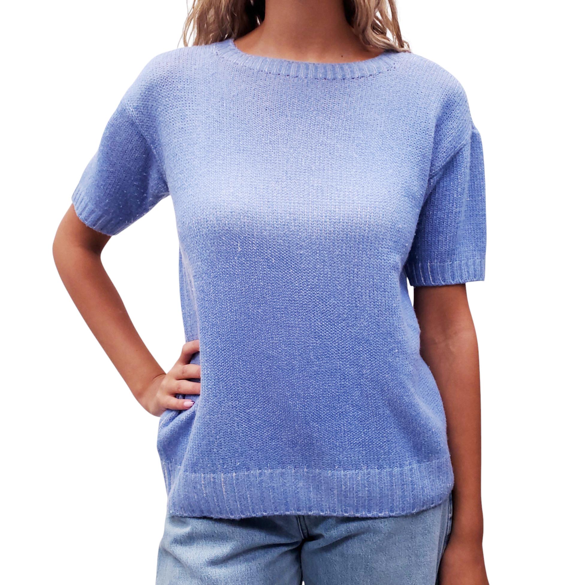PRADA BABY BLUE T-SHIRT SWEATER - SIZE 40