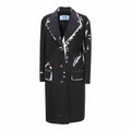 PRADA BLACK AND WHITE PRINT TRENCH COAT - SIZE 42