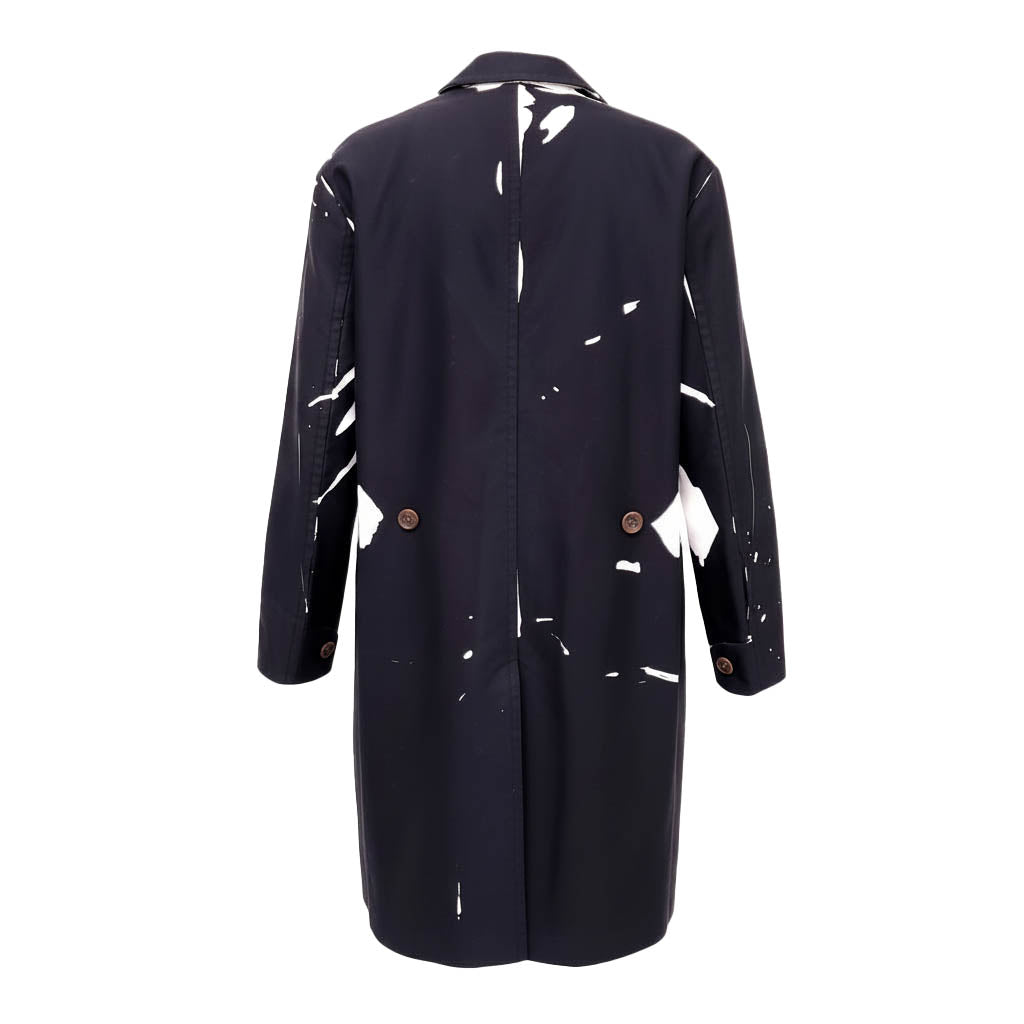 PRADA BLACK AND WHITE PRINT TRENCH COAT - SIZE 42