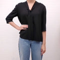 PRADA BLACK BLOUSE WITH BUTTONS UP BACK - SIZE 44