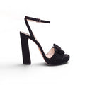 PRADA BLACK BOW SUEDE HEELS - SIZE 38
