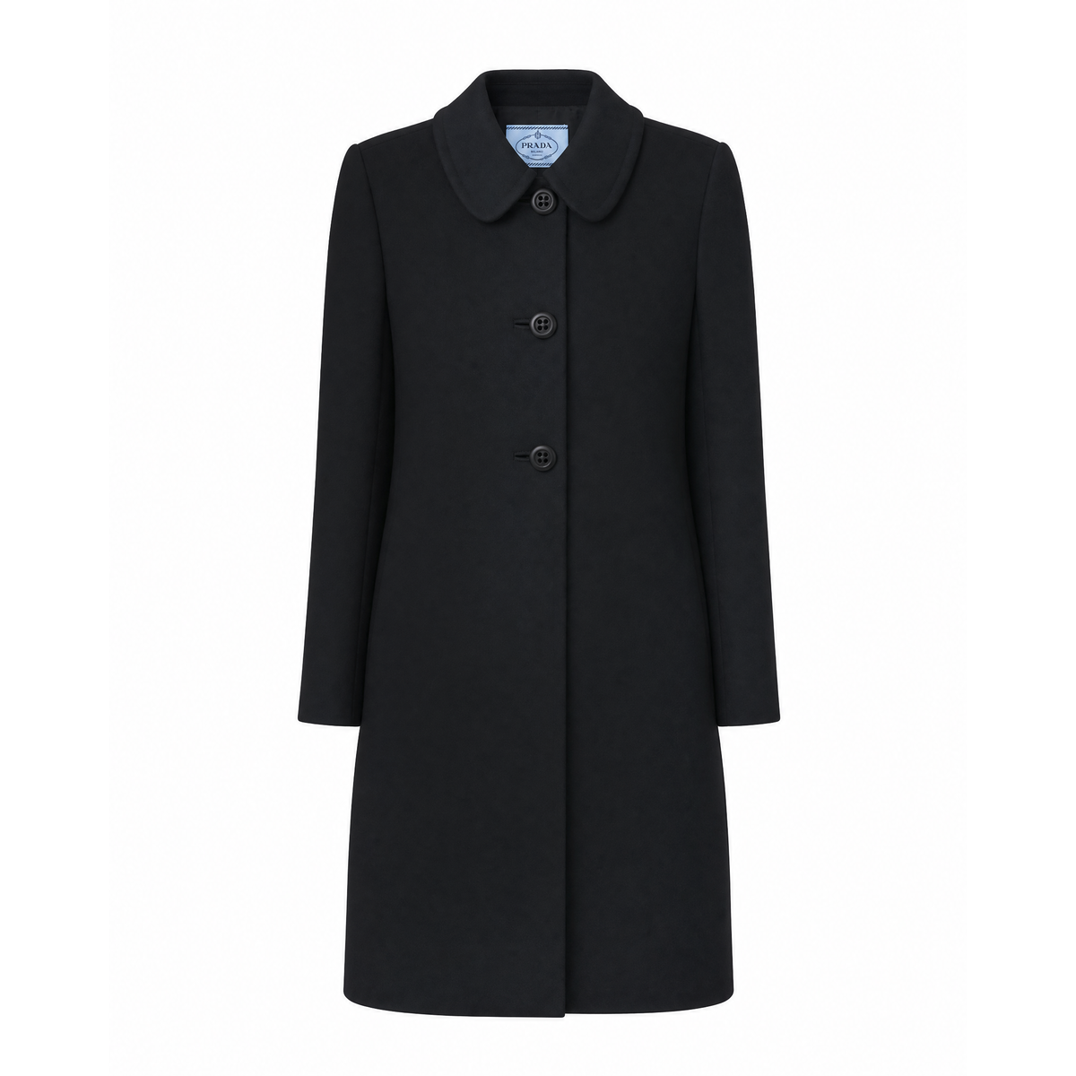 PRADA BLACK COAT WITH LARGE BUTTONS - SIZE 44