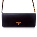 PRADA BLACK LEATHER WALLET ON A CHAIN