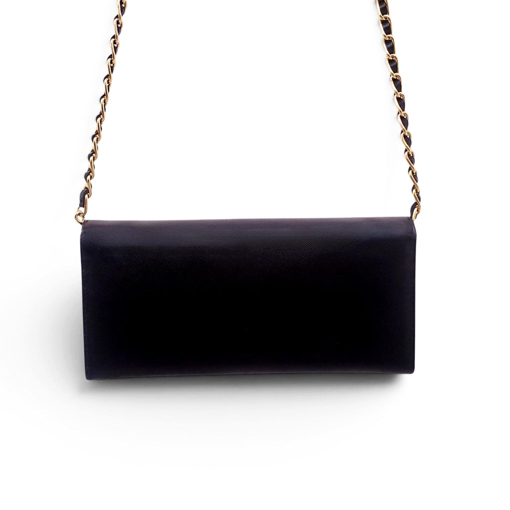 PRADA BLACK LEATHER WALLET ON A CHAIN