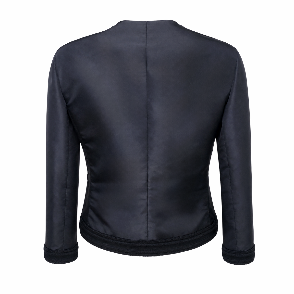 PRADA BLACK NYLON JACKET WITH BOW AND EMBROIDERED DETAIL - SIZE 46