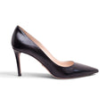 PRADA BLACK PATENT SAFFIANO LEATHER HEELS - SIZE 38