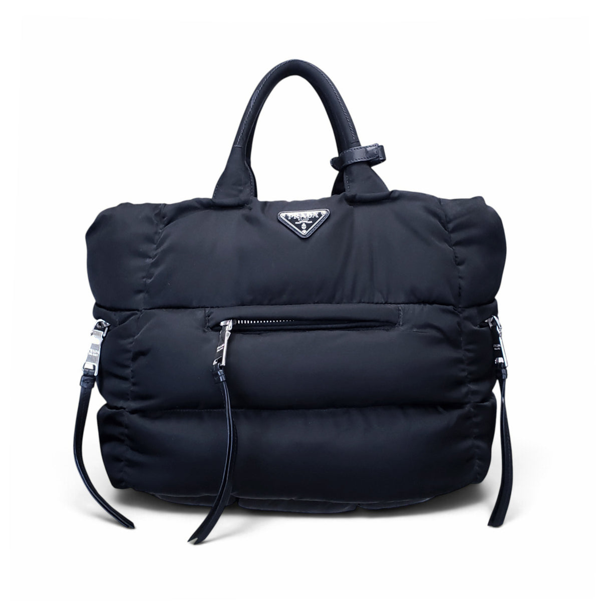 PRADA BLACK PUFFER TESSUTO BOMBER TOTE