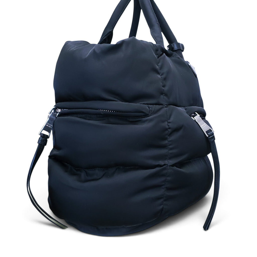 PRADA BLACK PUFFER TESSUTO BOMBER TOTE
