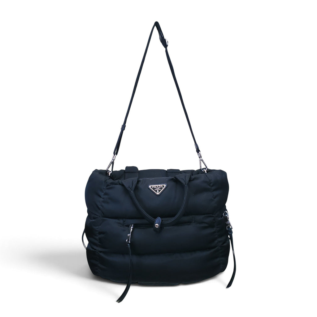 PRADA BLACK PUFFER TESSUTO BOMBER TOTE