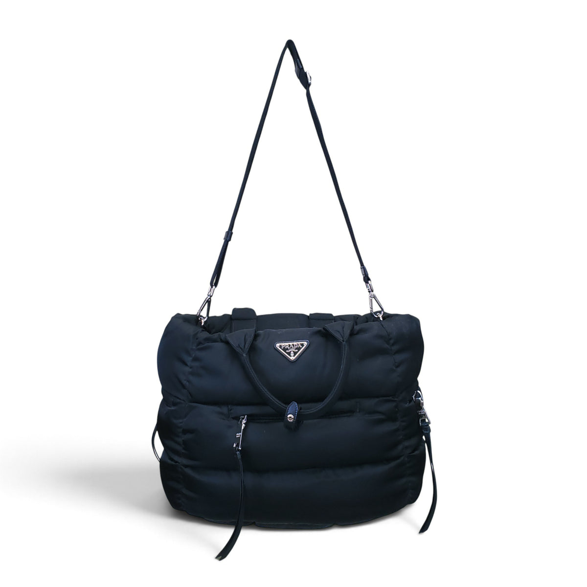 PRADA BLACK PUFFER TESSUTO BOMBER TOTE