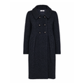 PRADA BLACK ROUCHED COAT WITH GOLD BUTTONS - SIZE 44