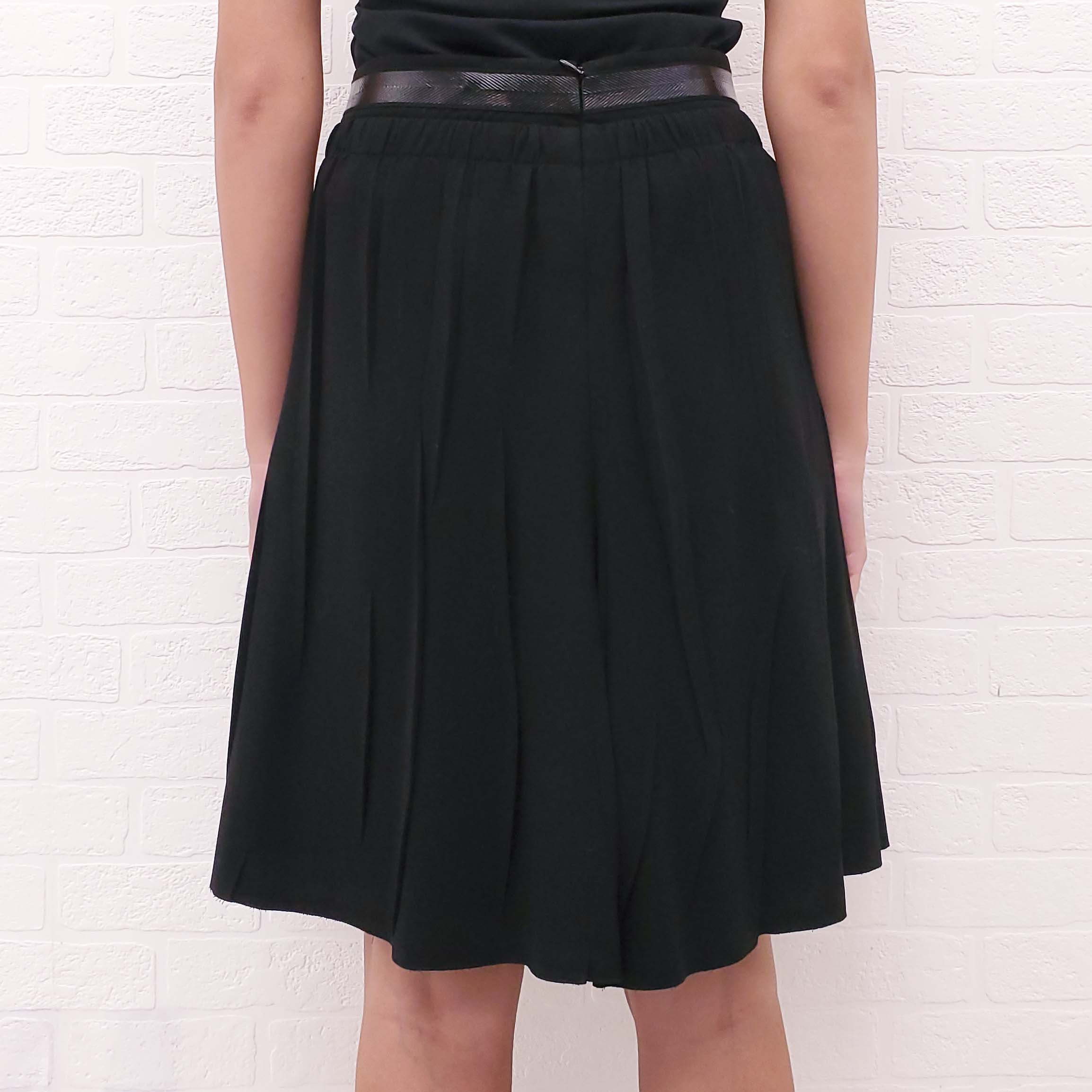 PRADA BLACK ROUCHED SKIRT SET WITH RIBBON DETAIL - SIZE 40