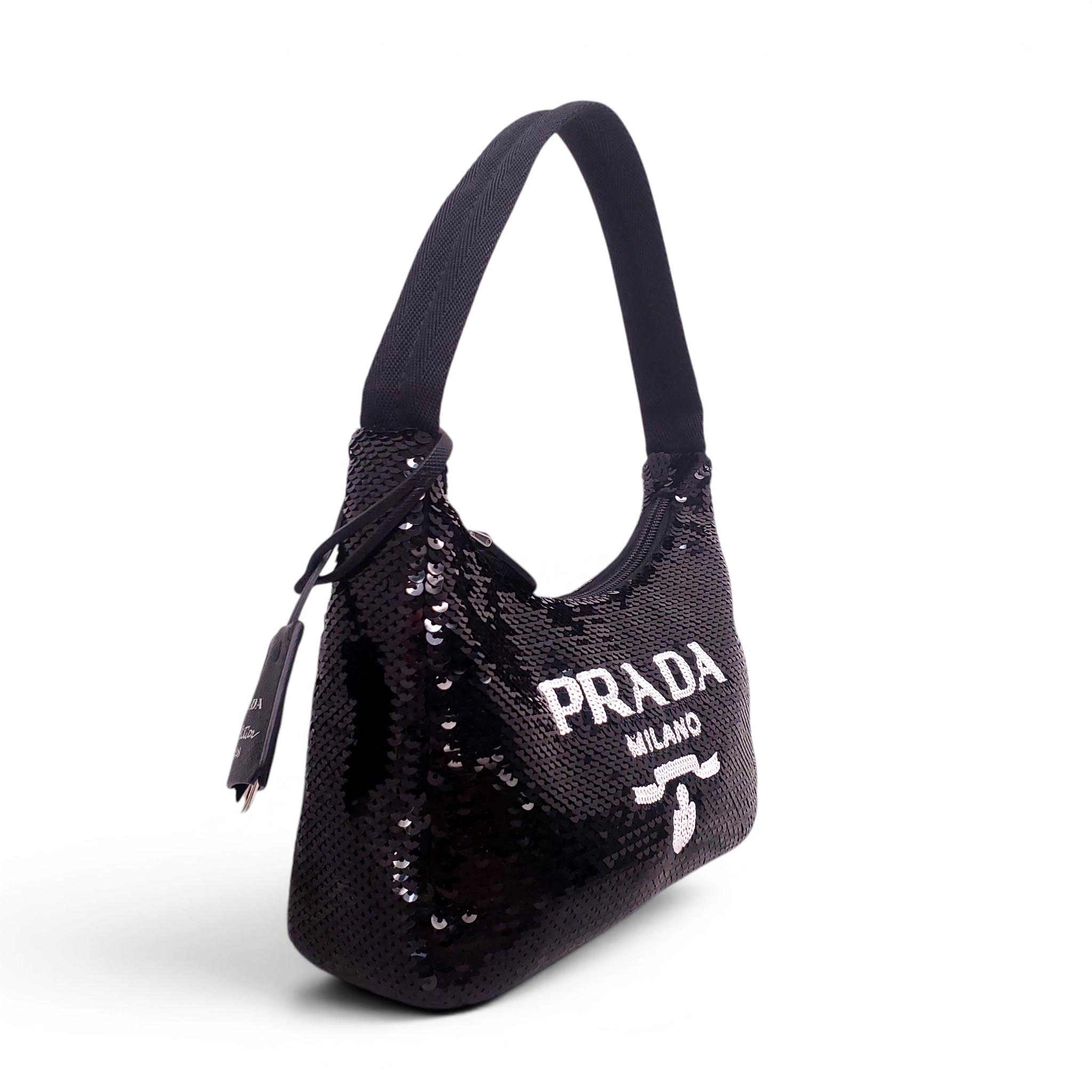 PRADA BLACK SEQUIN RE-EDITION BAG