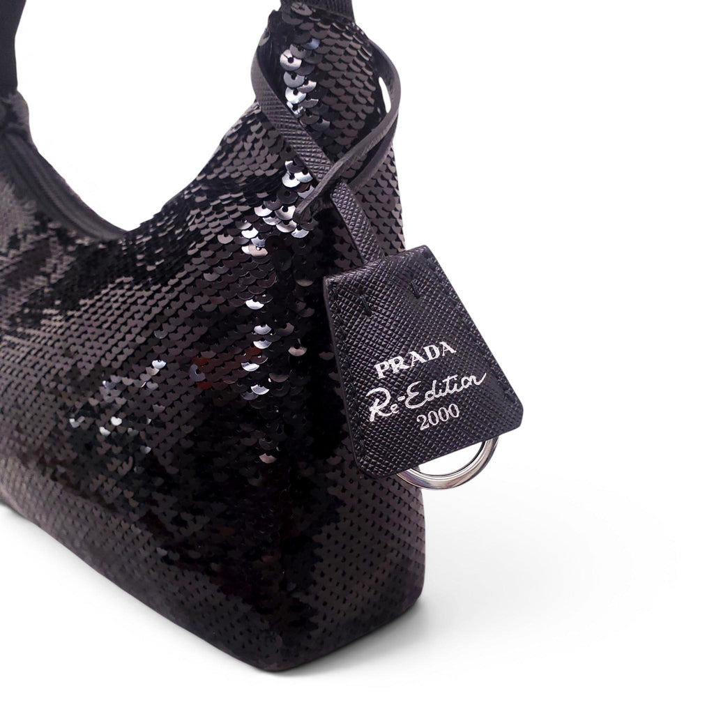 PRADA BLACK SEQUIN RE-EDITION BAG