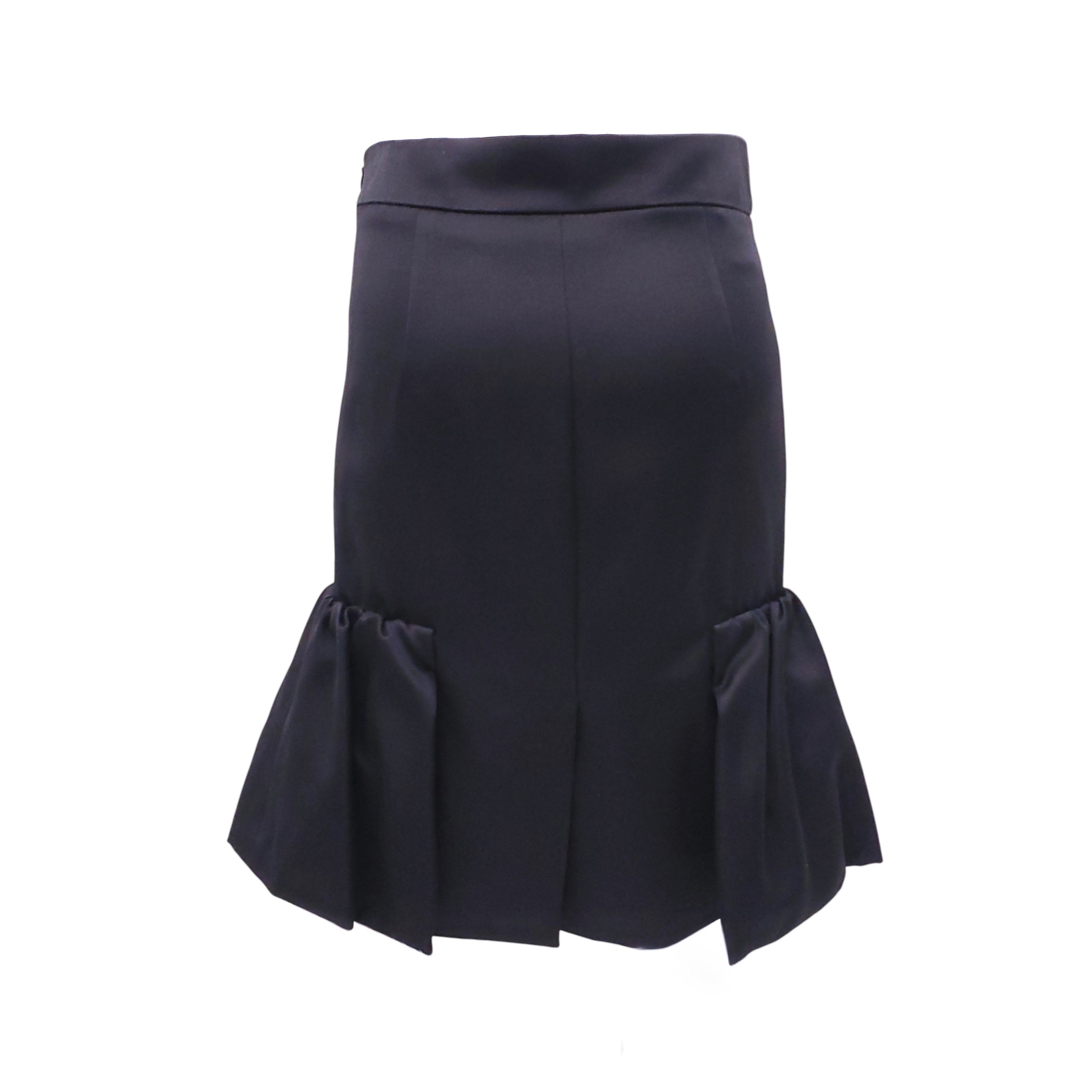 PRADA BLACK SKIRT WITH PLEATED BUBBLE DETAIL - SIZE 46