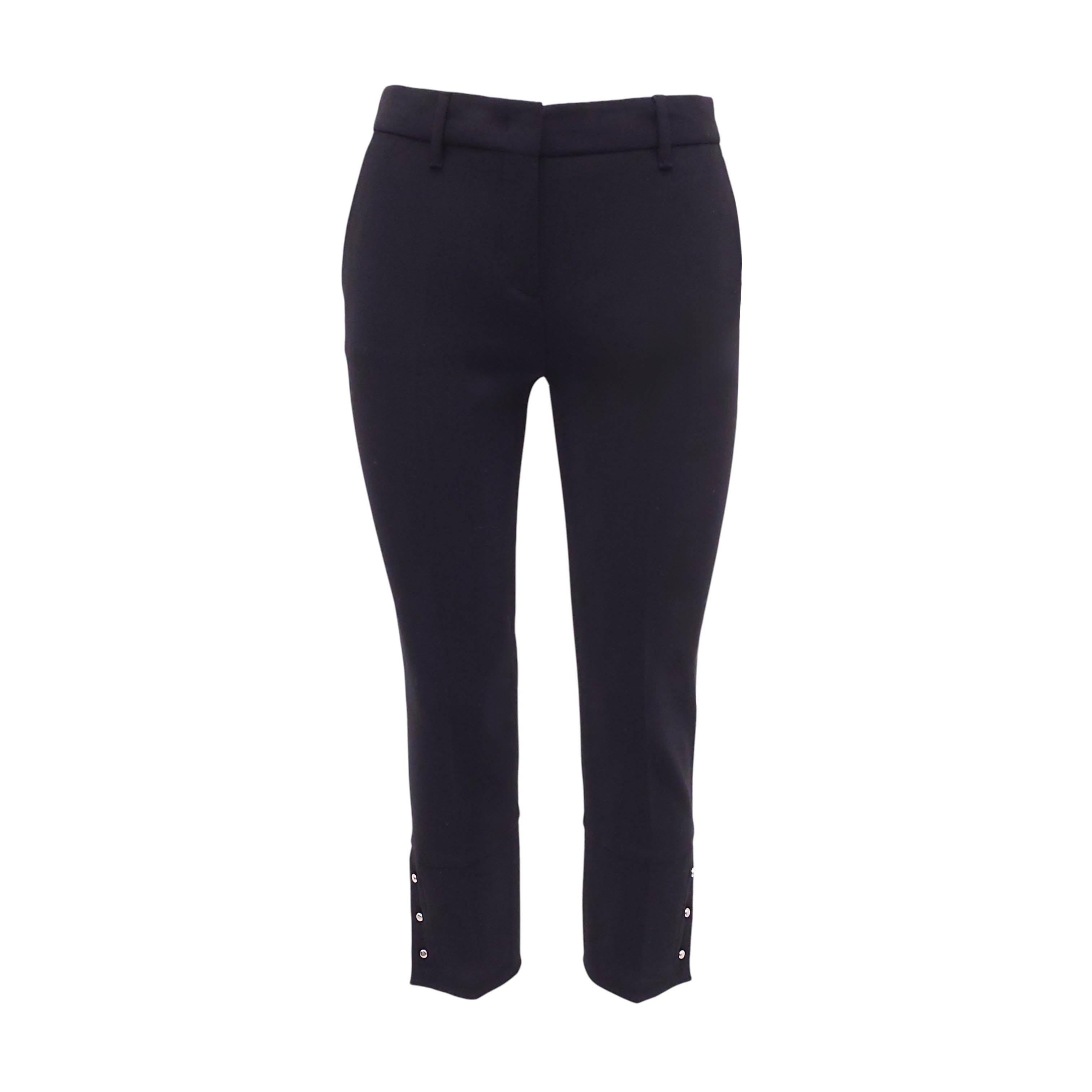 PRADA BLACK TROUSERS WITH SILVER BALL DETAIL - SIZE 40