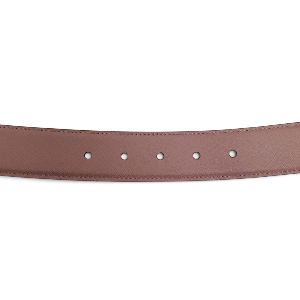 PRADA BLUSH PINK SILVER LOGO BELT - SIZE 80