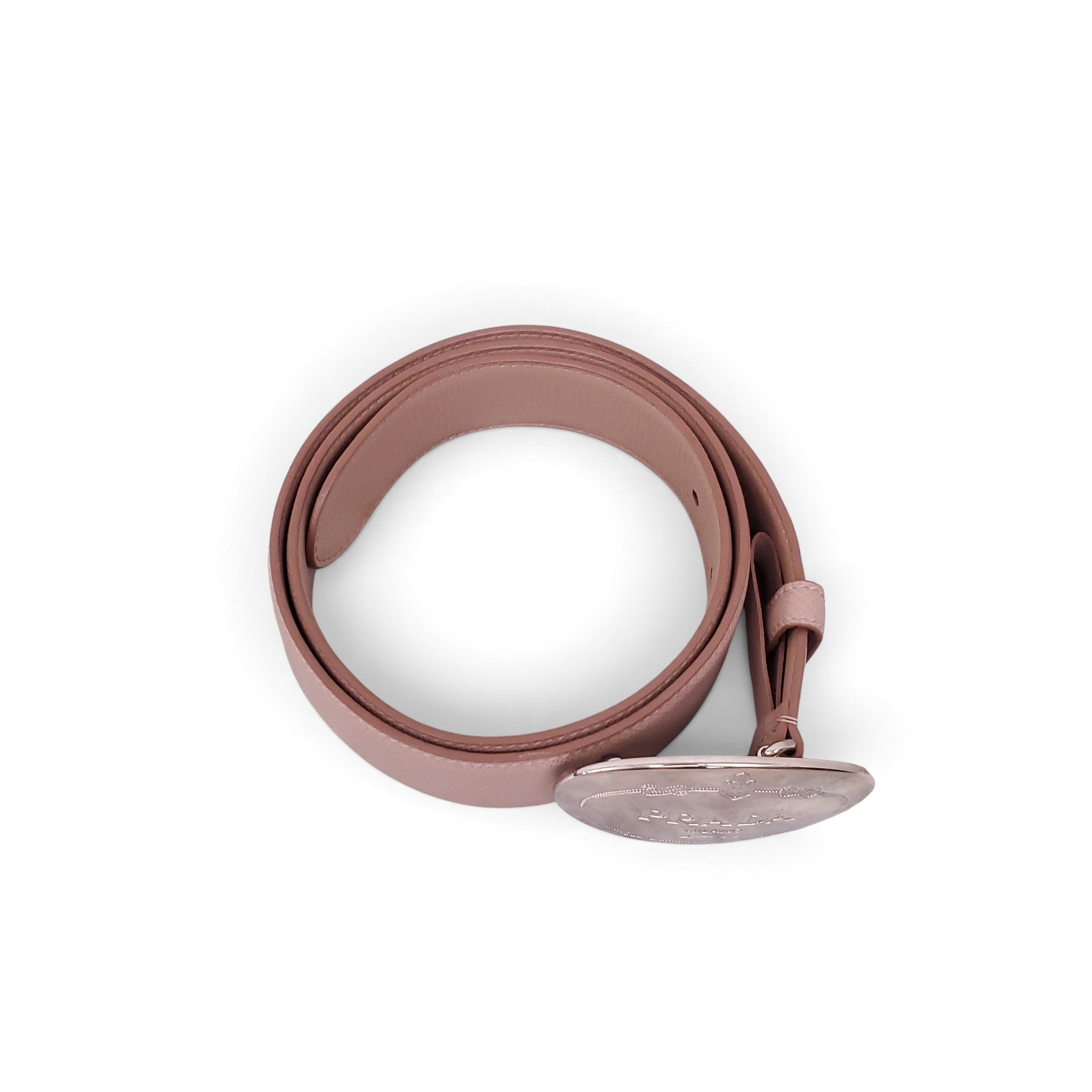 PRADA BLUSH PINK SILVER LOGO BELT - SIZE 80
