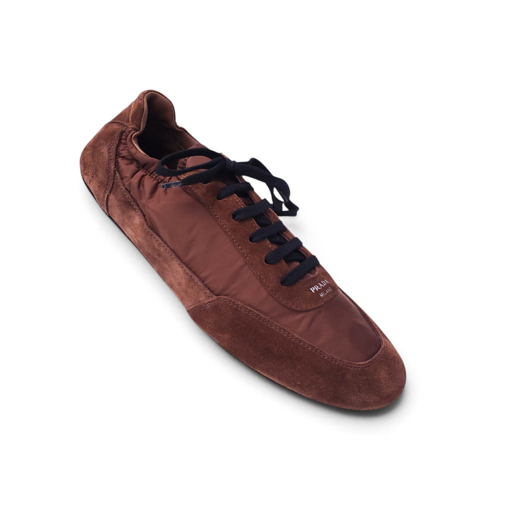 PRADA BROWN SOFT SCRUNCH SNEAKERS - SIZE 39