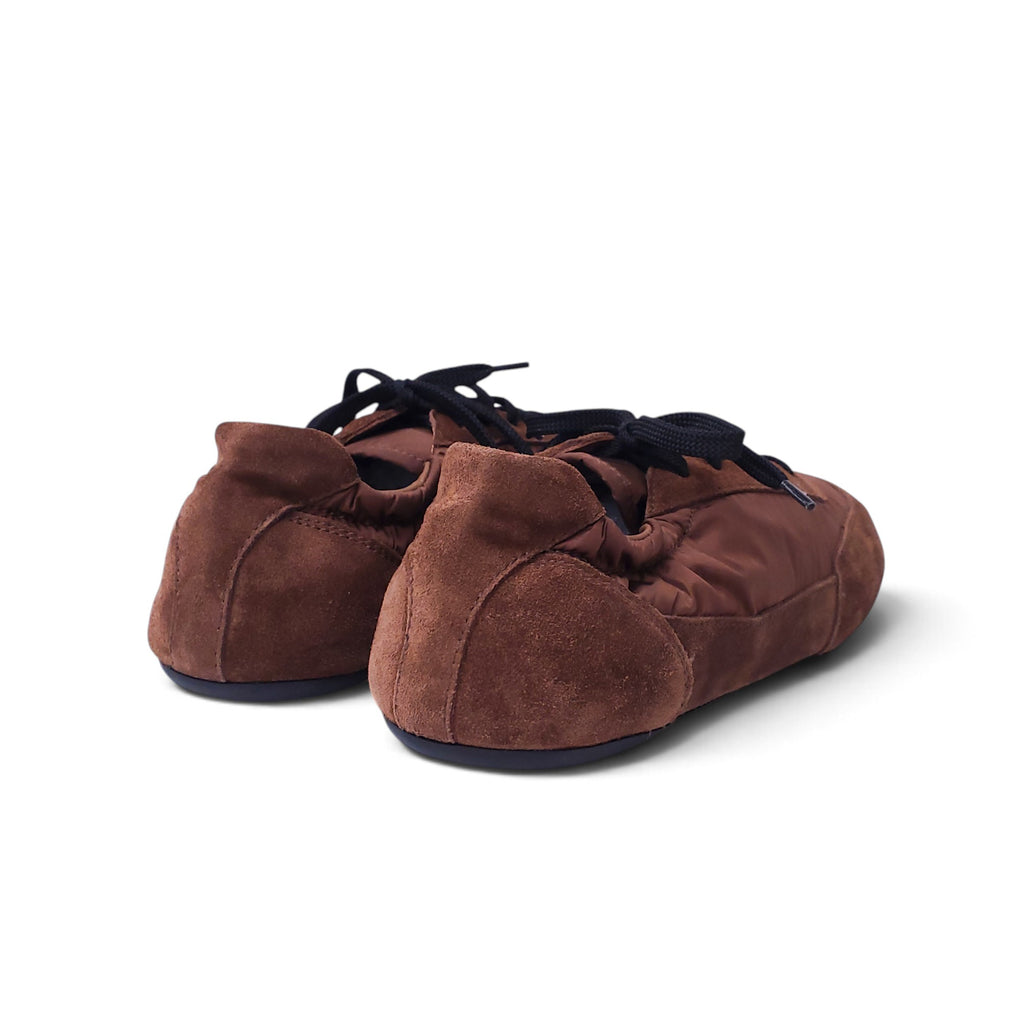 PRADA BROWN SOFT SCRUNCH SNEAKERS - SIZE 39