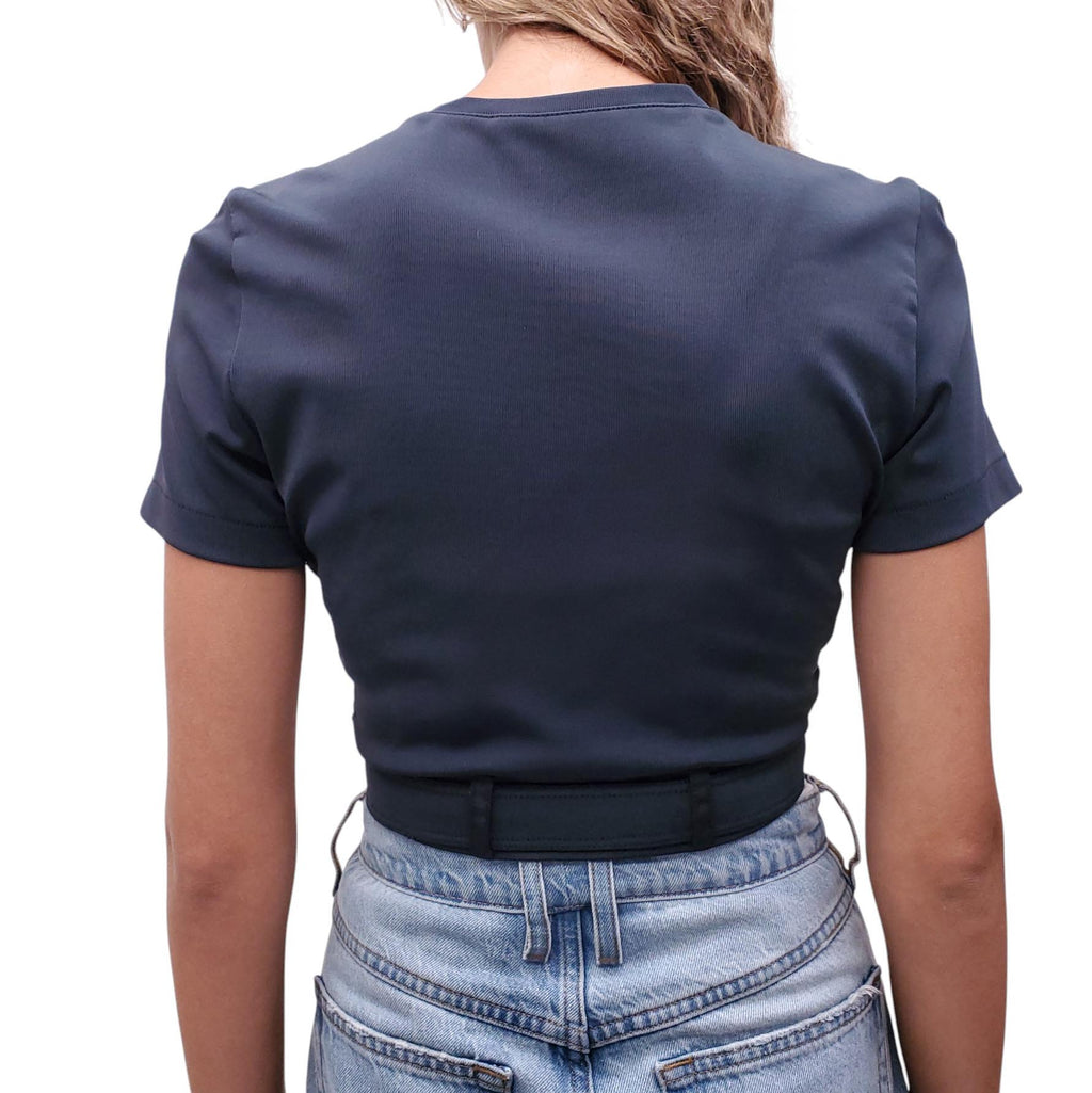 PRADA CROPPED JACKET WITH LOGO BELT - SIZE M