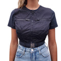 PRADA CROPPED JACKET WITH LOGO BELT - SIZE M